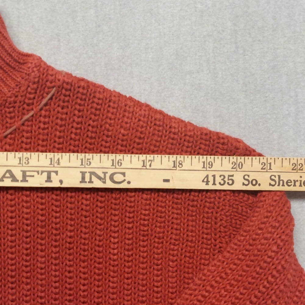 Womens Chunky Knit Mock Neck Sweater S Rust Colored Cozy Whipstitch Cottagecore - Picture 10 of 13